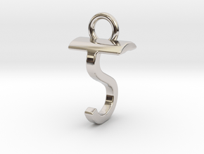 Two way letter pendant - ST TS in Rhodium Plated Brass