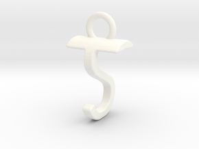 Two way letter pendant - ST TS in White Processed Versatile Plastic