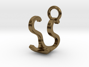 Two way letter pendant - SU US in Polished Bronze