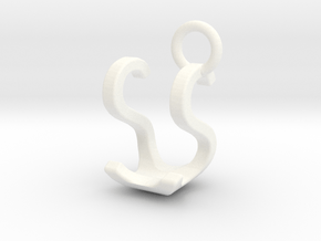 Two way letter pendant - SU US in White Processed Versatile Plastic