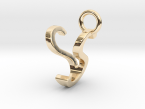 Two way letter pendant - SV VS in 14k Gold Plated Brass