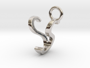Two way letter pendant - SV VS in Rhodium Plated Brass