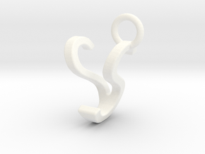 Two way letter pendant - SV VS in White Processed Versatile Plastic