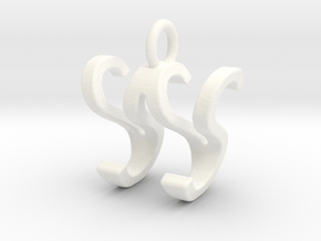 Two way letter pendant - SW WS in White Processed Versatile Plastic