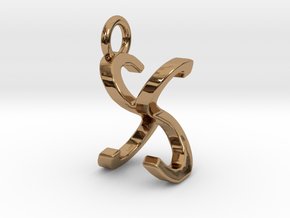 Two way letter pendant - SX XS in Polished Brass