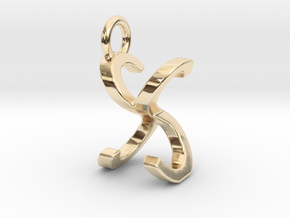 Two way letter pendant - SX XS in 14k Gold Plated Brass