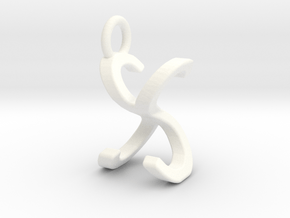 Two way letter pendant - SX XS in White Processed Versatile Plastic