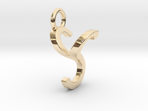 Two way letter pendant - SY YS in 14k Gold Plated Brass