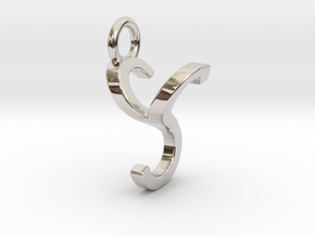 Two way letter pendant - SY YS in Rhodium Plated Brass