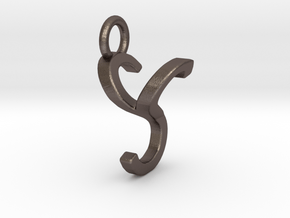 Two way letter pendant - SY YS in Polished Bronzed Silver Steel