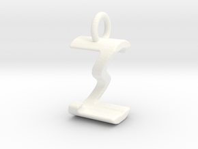 Two way letter pendant - SZ ZS in White Processed Versatile Plastic