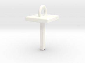 Two way letter pendant - TT T in White Processed Versatile Plastic