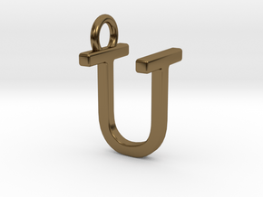 Two way letter pendant - TU UT in Polished Bronze