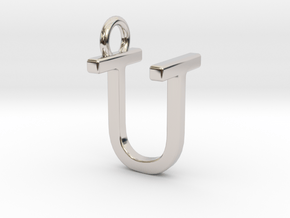 Two way letter pendant - TU UT in Rhodium Plated Brass