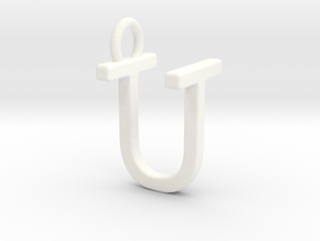 Two way letter pendant - TU UT in White Processed Versatile Plastic