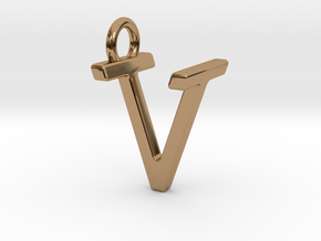 Two way letter pendant - TV VT in Polished Brass