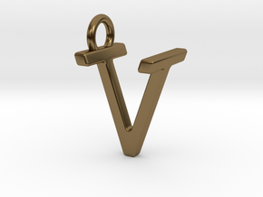 Two way letter pendant - TV VT in Polished Bronze