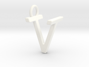 Two way letter pendant - TV VT in White Processed Versatile Plastic