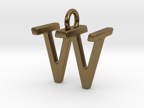 Two way letter pendant - TW WT in Polished Bronze