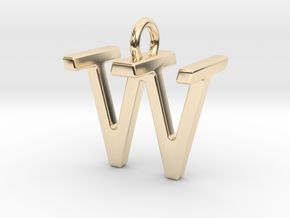 Two way letter pendant - TW WT in 14k Gold Plated Brass
