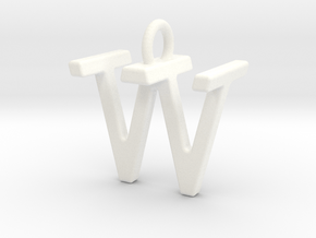 Two way letter pendant - TW WT in White Processed Versatile Plastic
