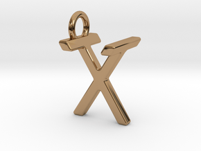 Two way letter pendant - TX XT in Polished Brass