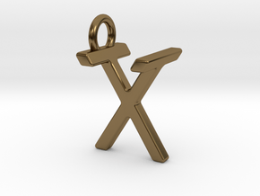 Two way letter pendant - TX XT in Polished Bronze