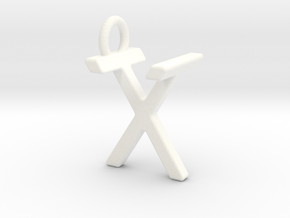 Two way letter pendant - TX XT in White Processed Versatile Plastic