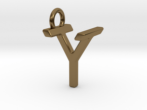 Two way letter pendant - TY YT in Polished Bronze
