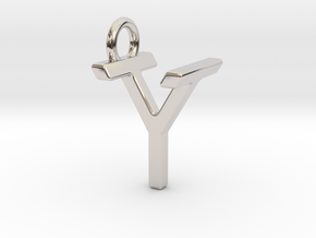 Two way letter pendant - TY YT in Rhodium Plated Brass