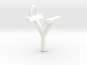 Two way letter pendant - TY YT in White Processed Versatile Plastic