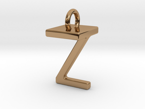 Two way letter pendant - TZ ZT in Polished Brass