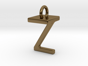 Two way letter pendant - TZ ZT in Polished Bronze