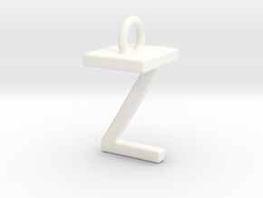 Two way letter pendant - TZ ZT in White Processed Versatile Plastic