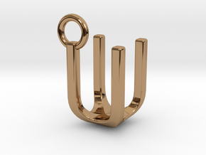 Two way letter pendant - UU U in Polished Brass