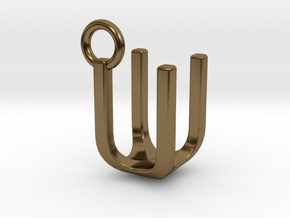 Two way letter pendant - UU U in Polished Bronze