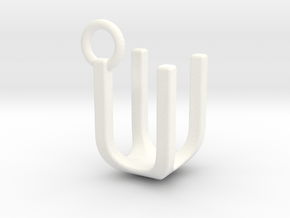 Two way letter pendant - UU U in White Processed Versatile Plastic
