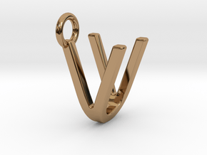 Two way letter pendant - UV VU in Polished Brass