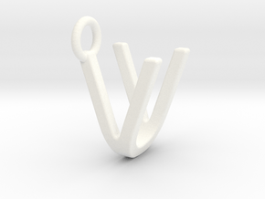Two way letter pendant - UV VU in White Processed Versatile Plastic