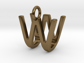 Two way letter pendant - UW WU in Polished Bronze