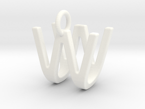 Two way letter pendant - UW WU in White Processed Versatile Plastic