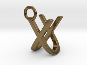 Two way letter pendant - UX XU in Polished Bronze