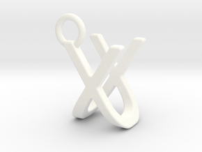 Two way letter pendant - UX XU in White Processed Versatile Plastic