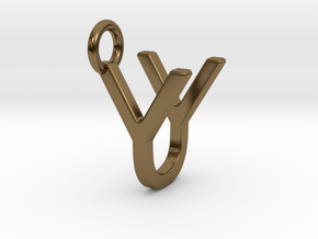 Two way letter pendant - UY YU in Polished Bronze