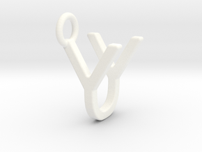 Two way letter pendant - UY YU in White Processed Versatile Plastic