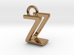 Two way letter pendant - UZ ZU in Polished Brass