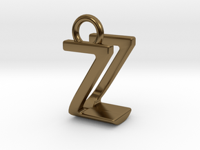 Two way letter pendant - UZ ZU in Polished Bronze