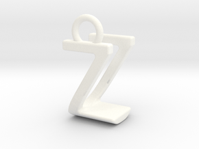 Two way letter pendant - UZ ZU in White Processed Versatile Plastic