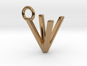 Two way letter pendant - VV V in Polished Brass