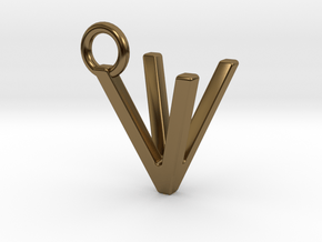 Two way letter pendant - VV V in Polished Bronze